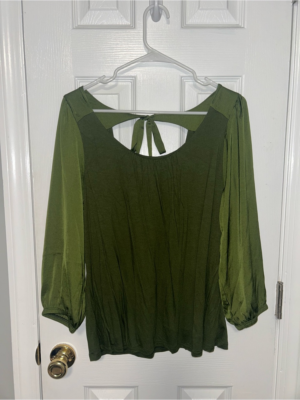 Banana Republic Olive Green Tie-Back Peasant Blouse